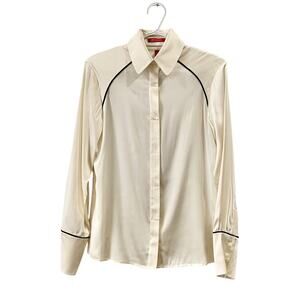 Anne Klein silk beige button down with 7% spandex Size 4